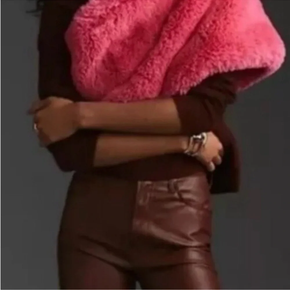 Anthropologie Pink Faux Fur Wrap Scarf